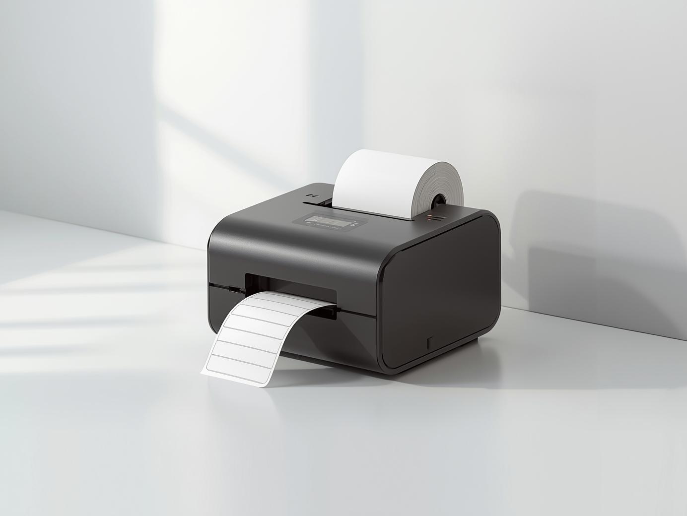 Varios insumos de impresión organizados en estanterías de almacén bien iluminado