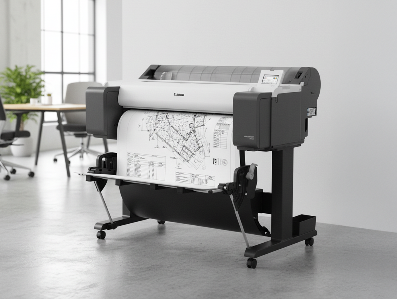 Varios insumos de impresión organizados en estanterías de almacén bien iluminado