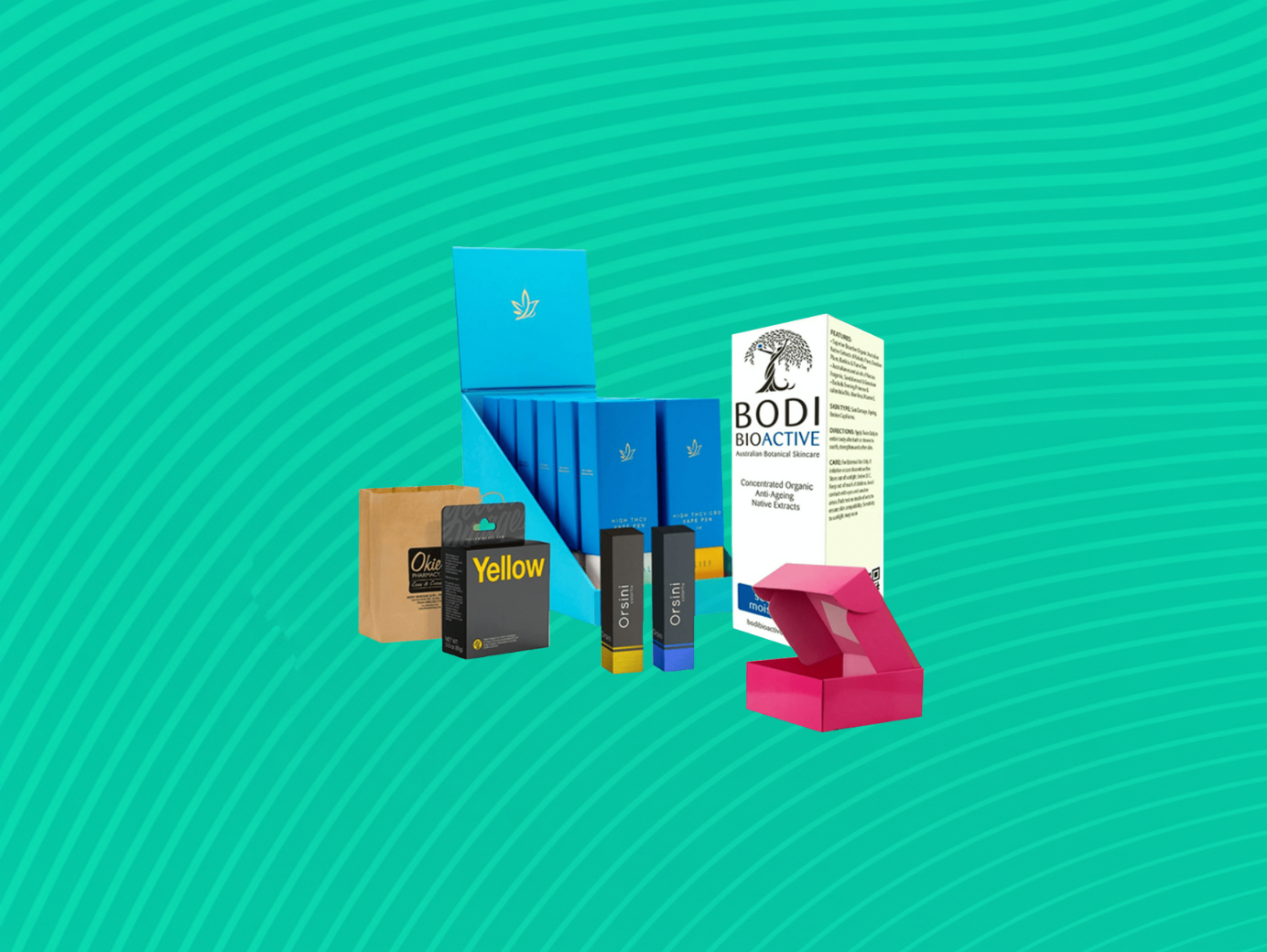 Varios insumos de impresión organizados en estanterías de almacén bien iluminado