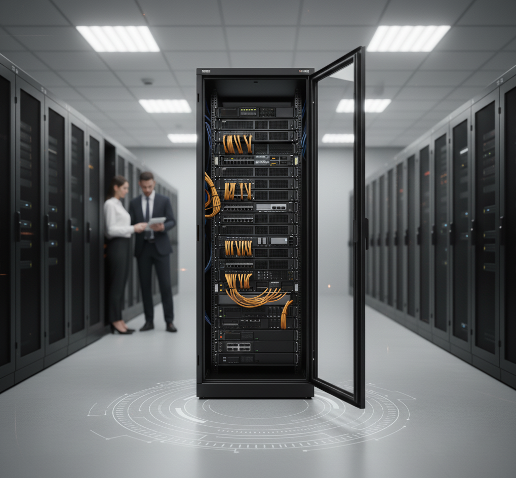 Equipo de informática moderno con pantallas de computadora y dispositivos tecnológicos en una mesa de trabajo