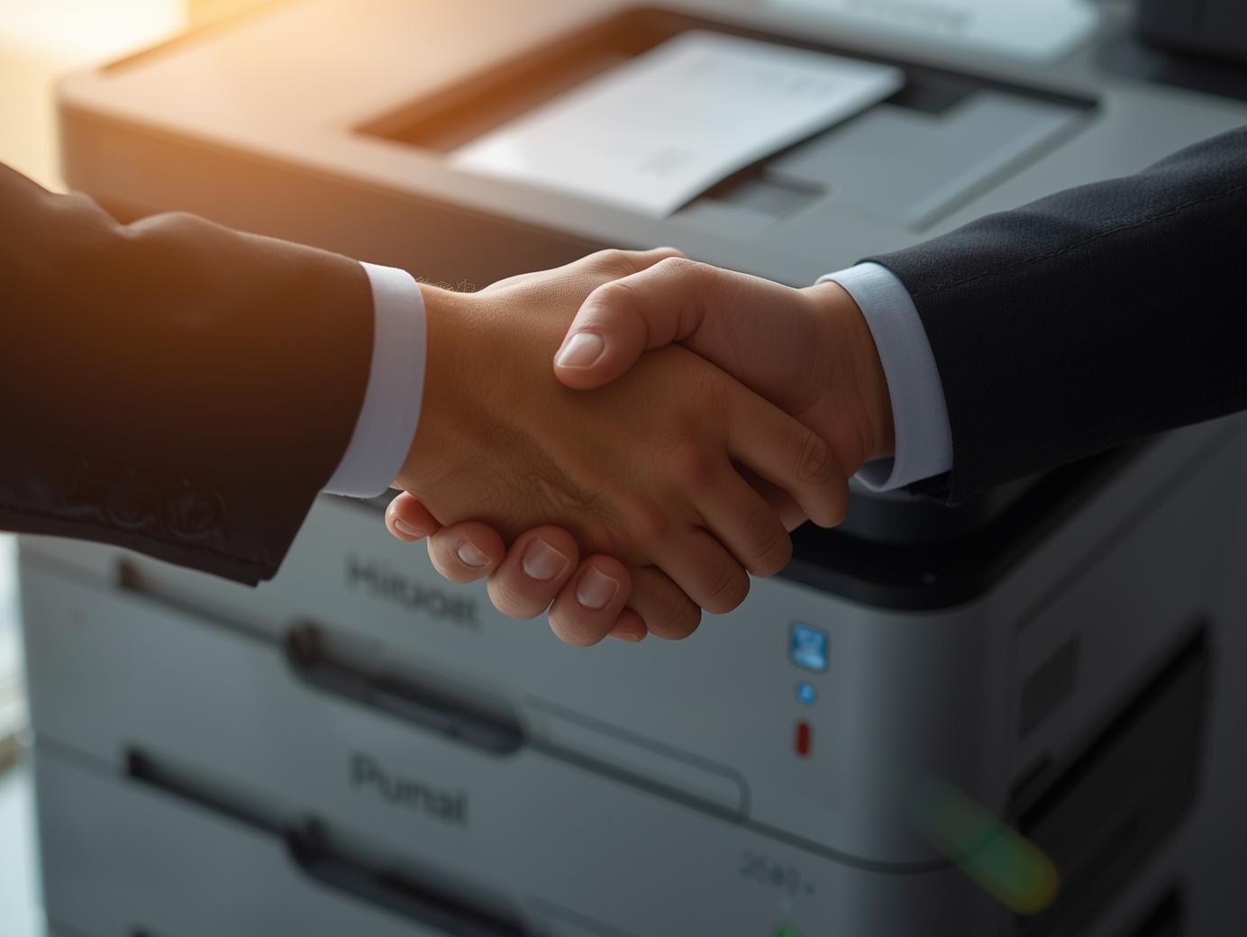 Varios insumos de impresión organizados en estanterías de almacén bien iluminado