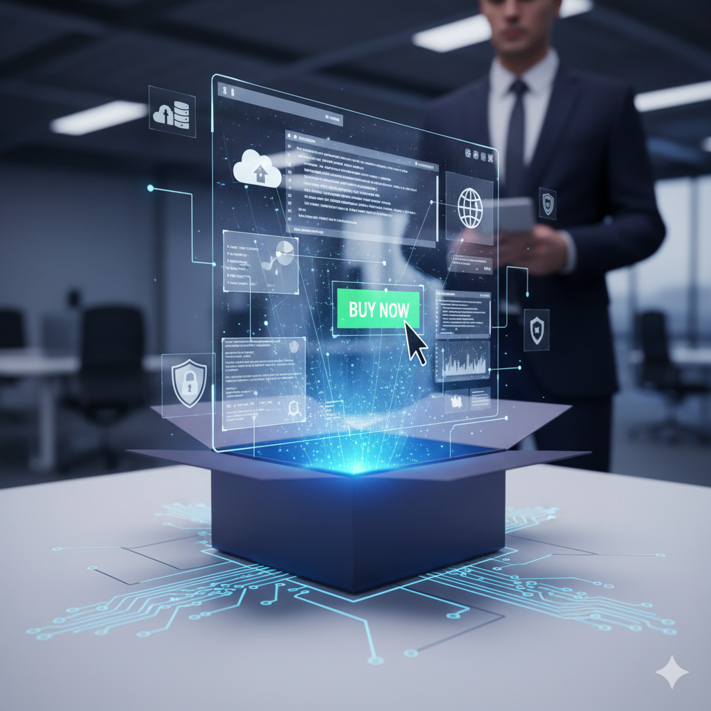 Varios insumos de impresión organizados en estanterías de almacén bien iluminado